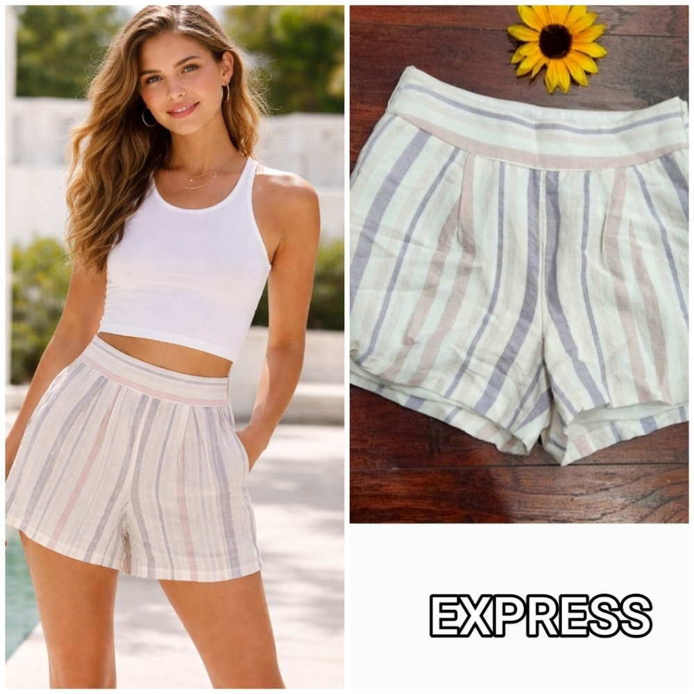 EXPRESS LINEN STRIPED SHORTS